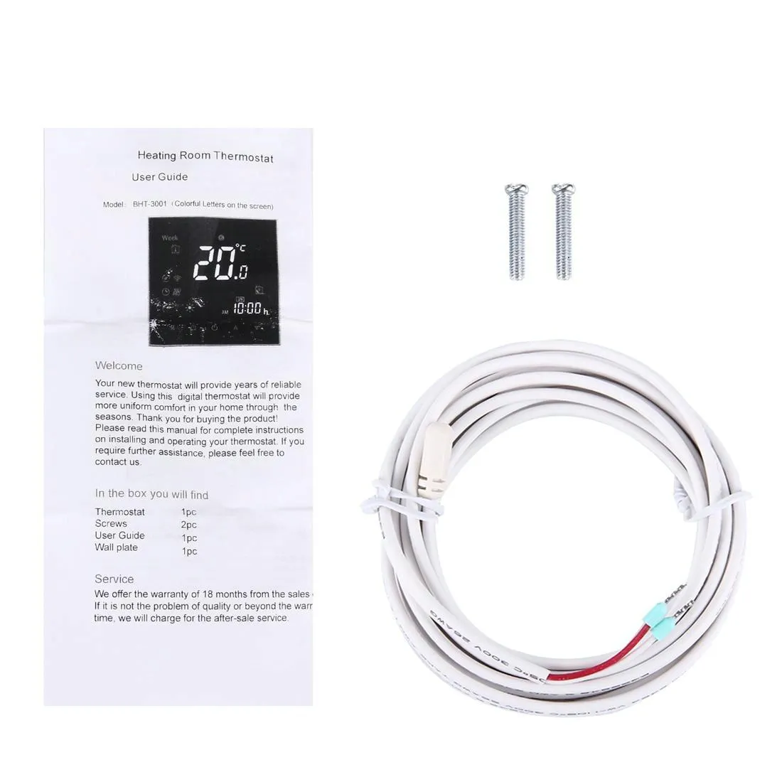 16A Lcd Digital Heating Thermostat With Sensor Time / Week / Heat Display