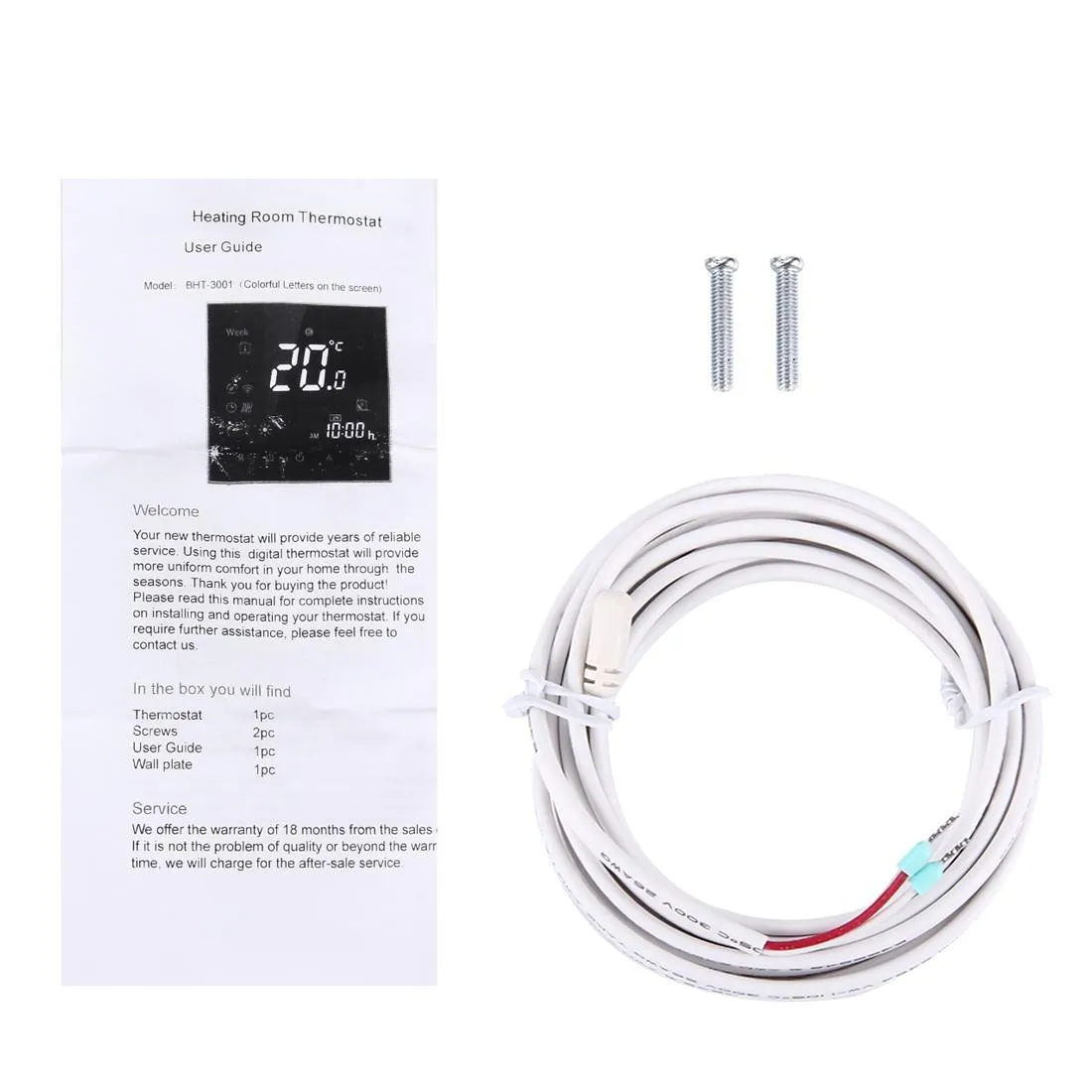16A Lcd Digital Heating Thermostat With Sensor Time / Week / Heat Display