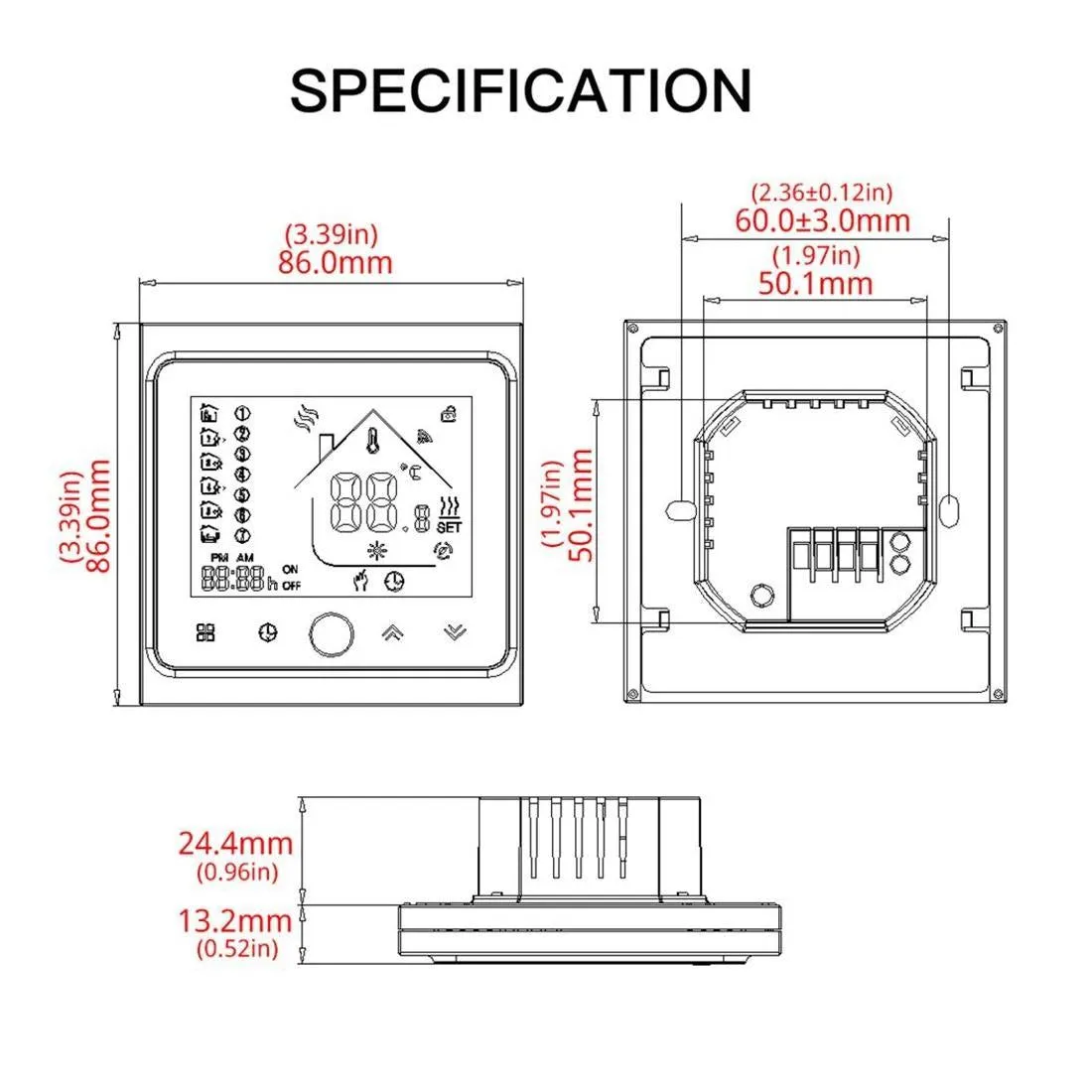 16A Lcd Digital Heating Thermostat With Wifi Control & Sensor