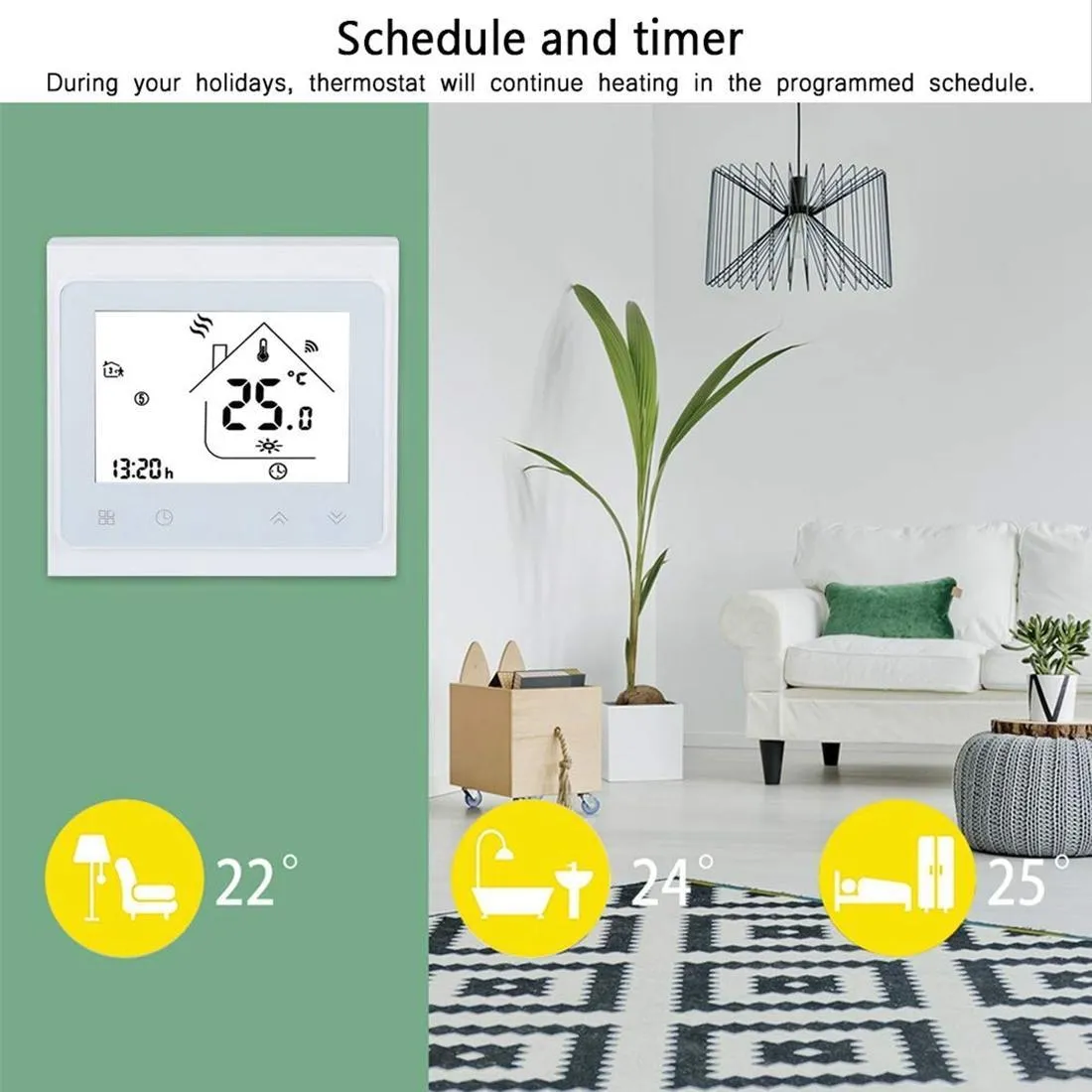 16A Lcd Digital Heating Thermostat With Wifi Control & Sensor