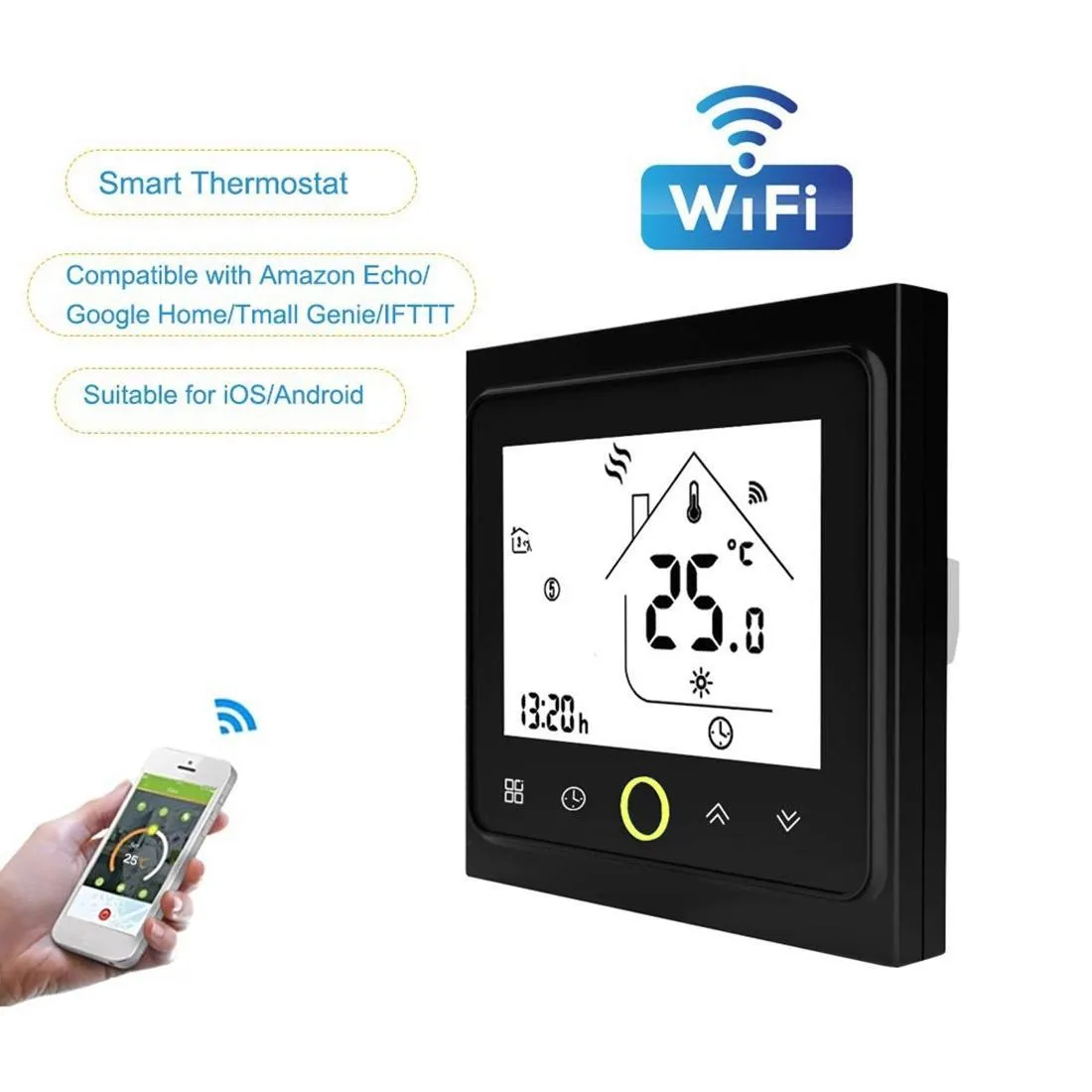 16A Lcd Digital Heating Thermostat With Wifi Control & Sensor