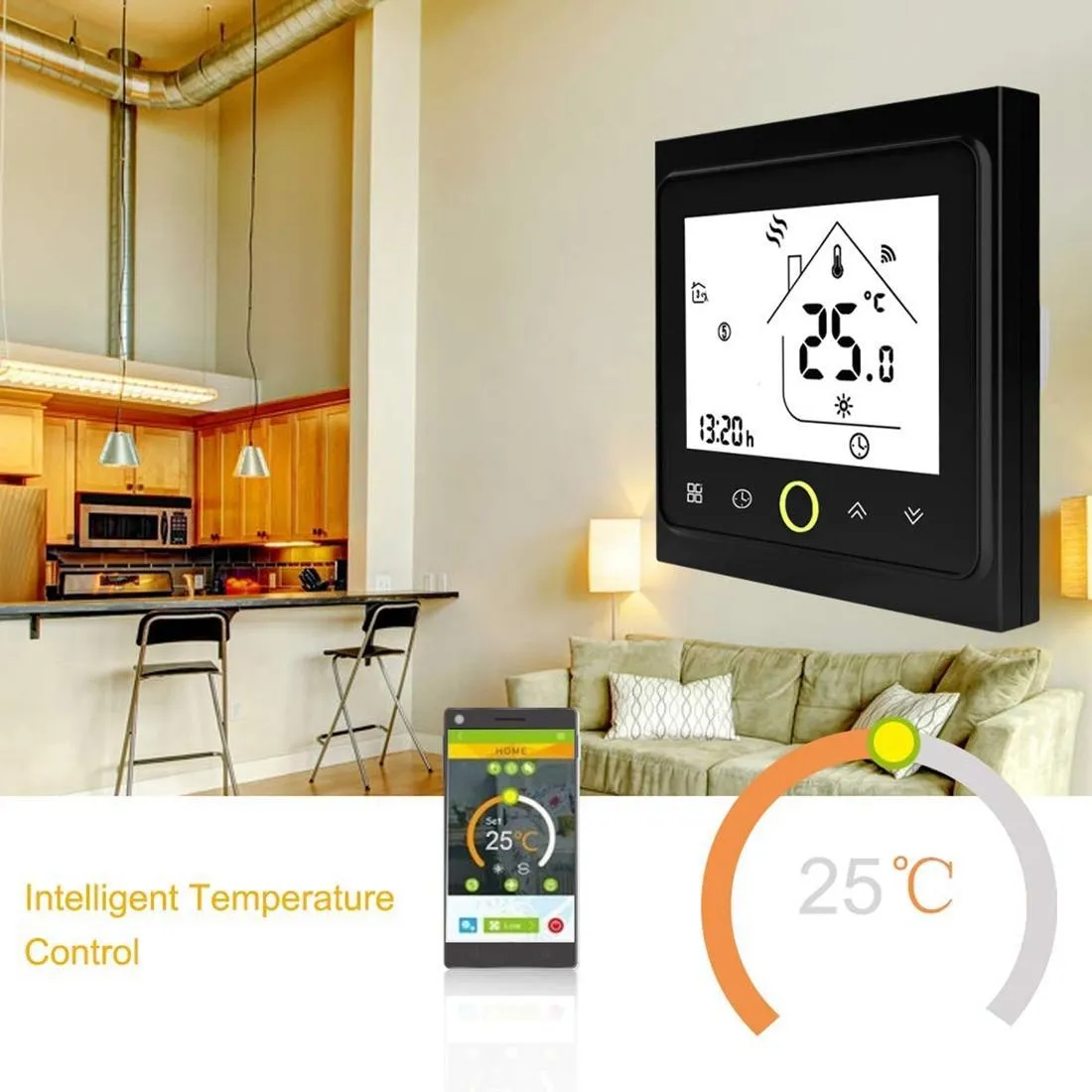 16A Lcd Digital Heating Thermostat With Wifi Control & Sensor