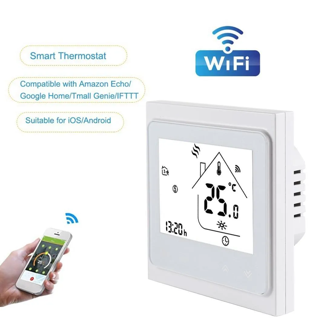 16A Lcd Digital Heating Thermostat With Wifi Control & Sensor