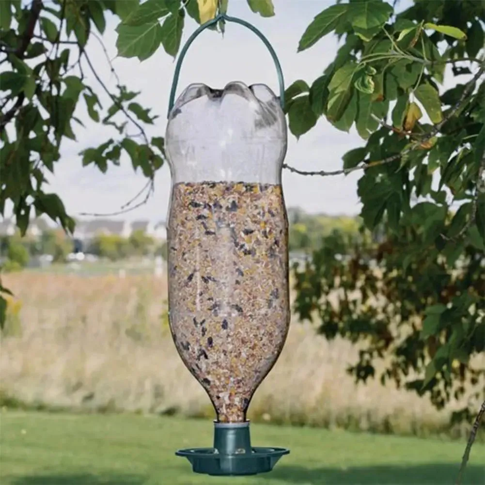 1pcs Mesh Empty Bottle Top Bird Feeder Automatical Feeding Outdoors Window Street Hanging Feeding Tray Pigeon Food House Outside