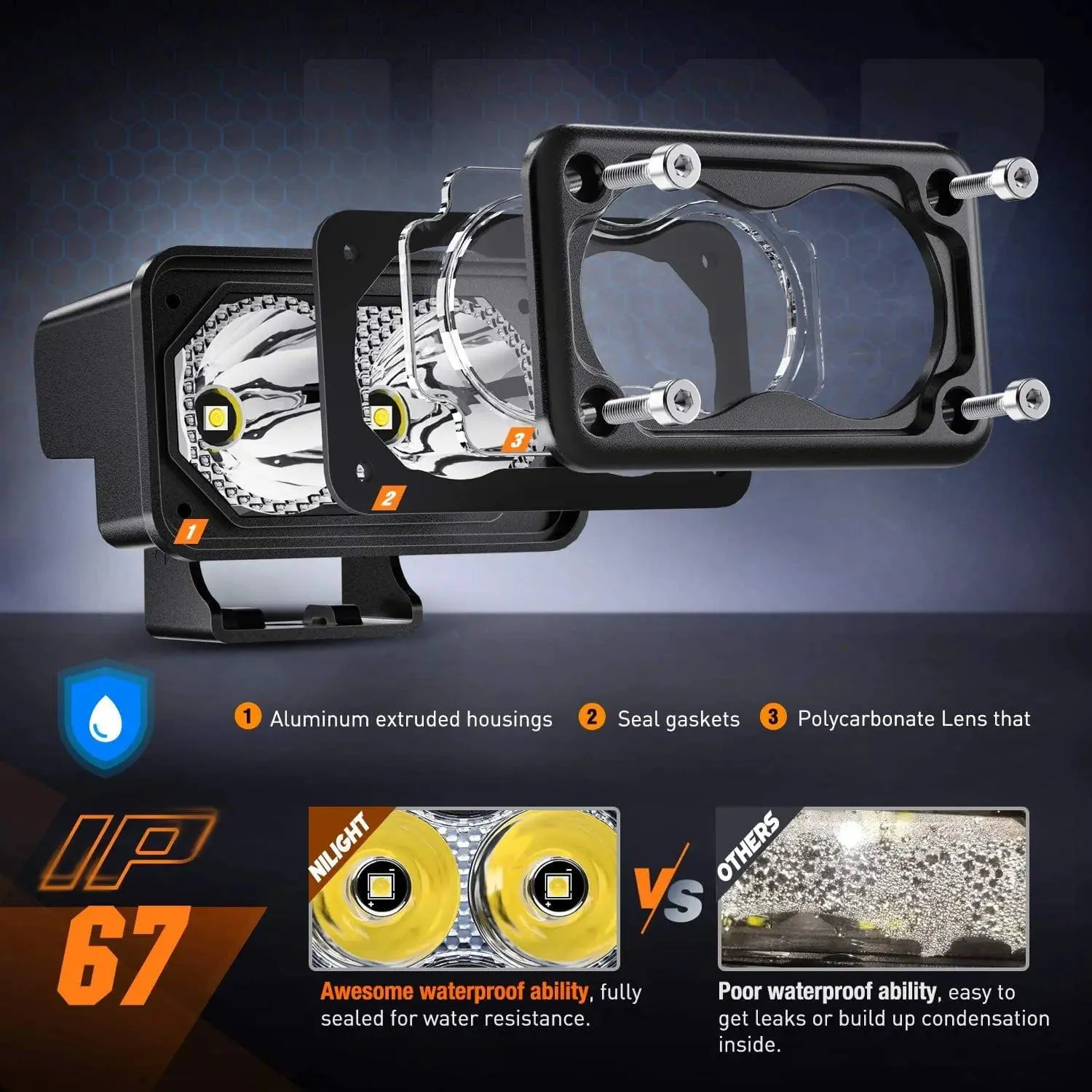 3 Inch 10W 1300LM Spot Built-in EMC LED Work Lights (Pair)