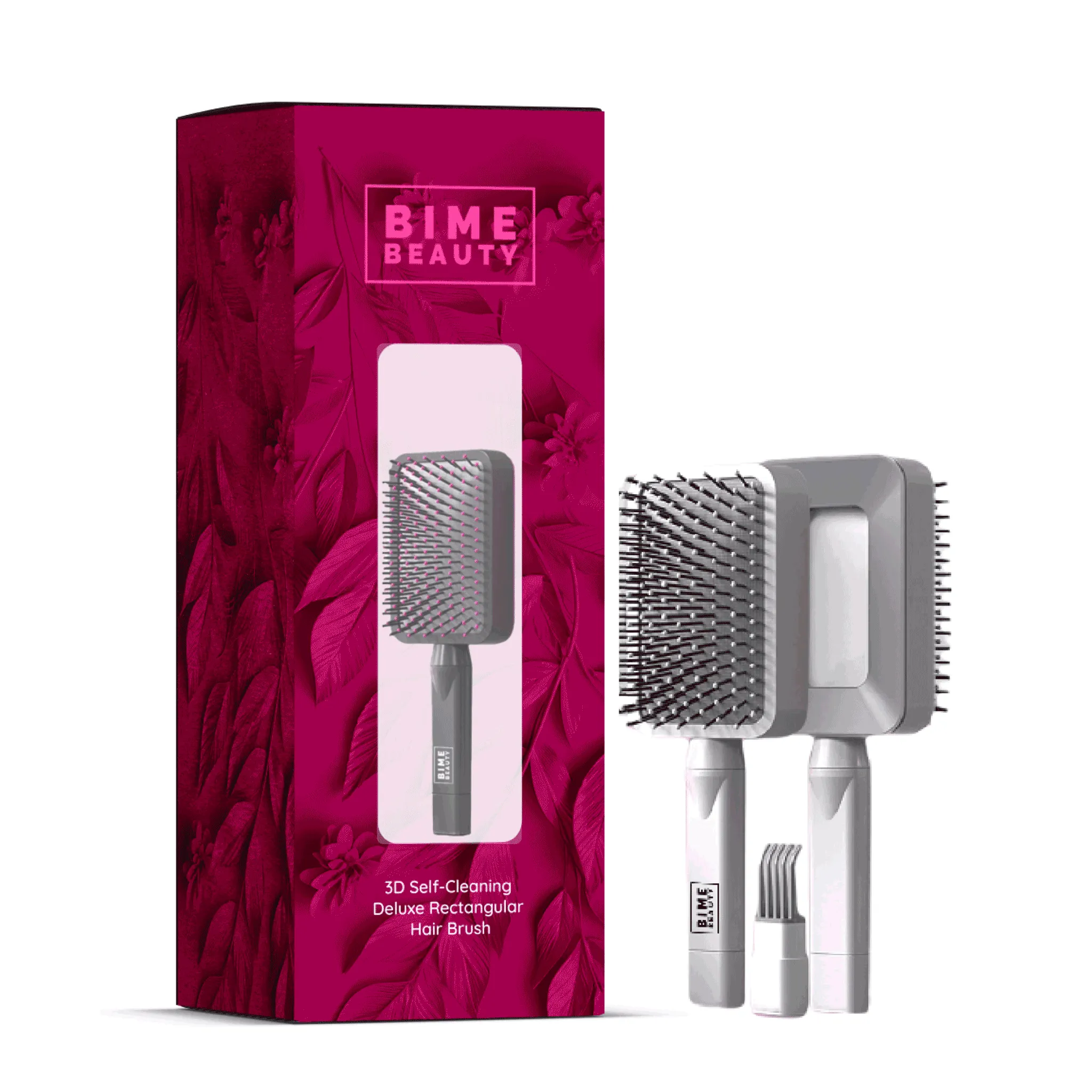 3D Self-cleaning Deluxe Rectangular Hair Brush by BimeBeauty