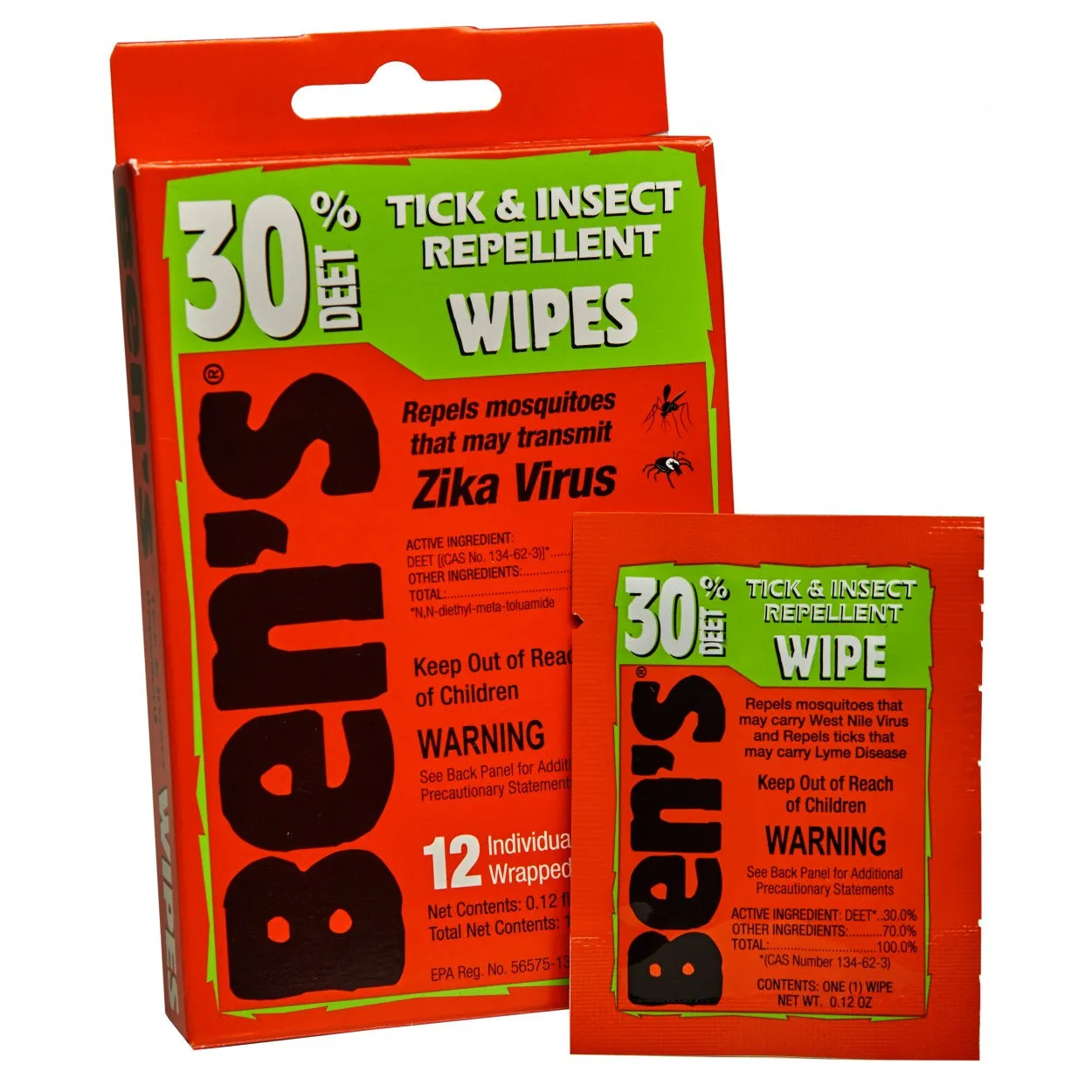 Ben's DEET 30 Tick & Insect Repellent Wipes