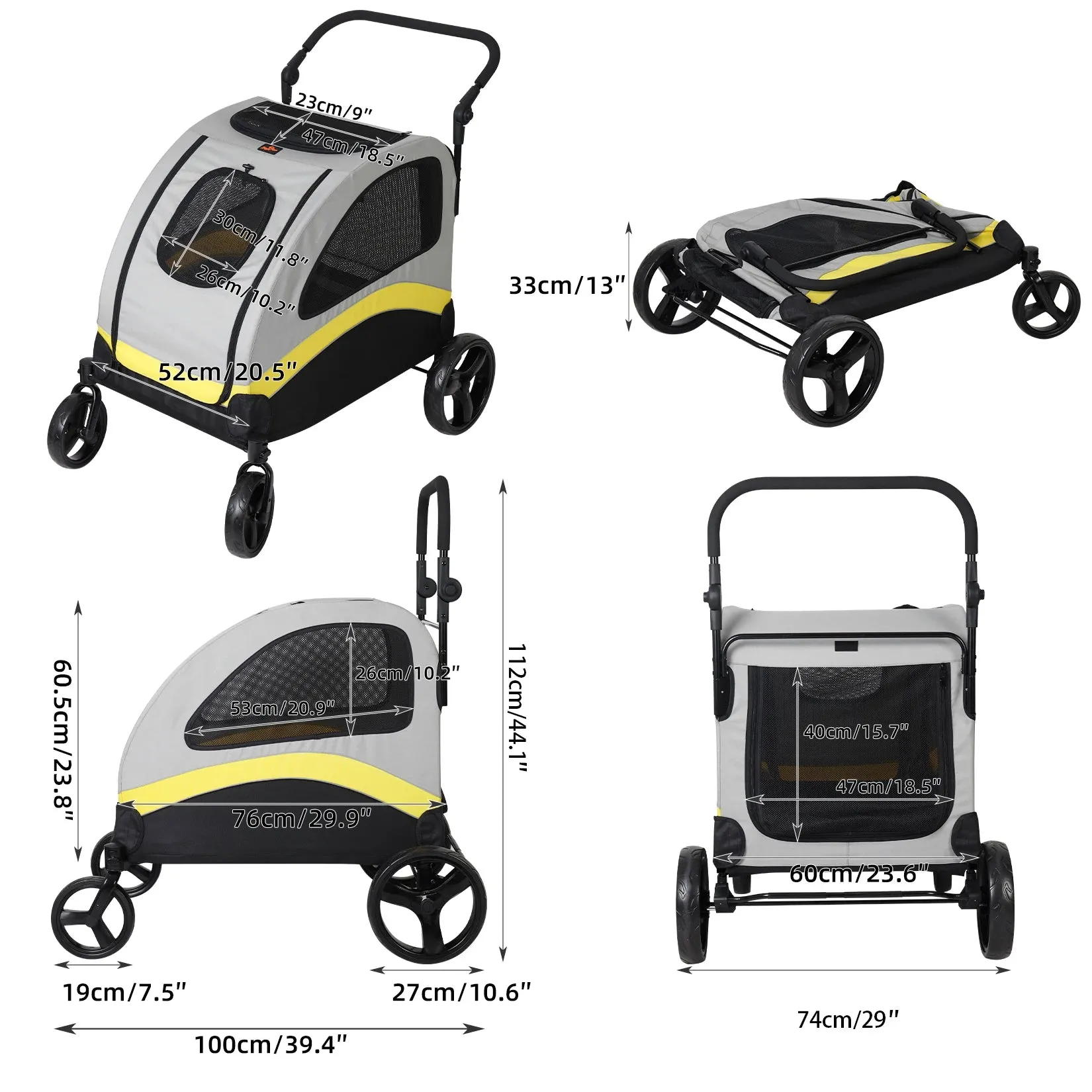 Double Dog Stroller Zipper Divider Wheels