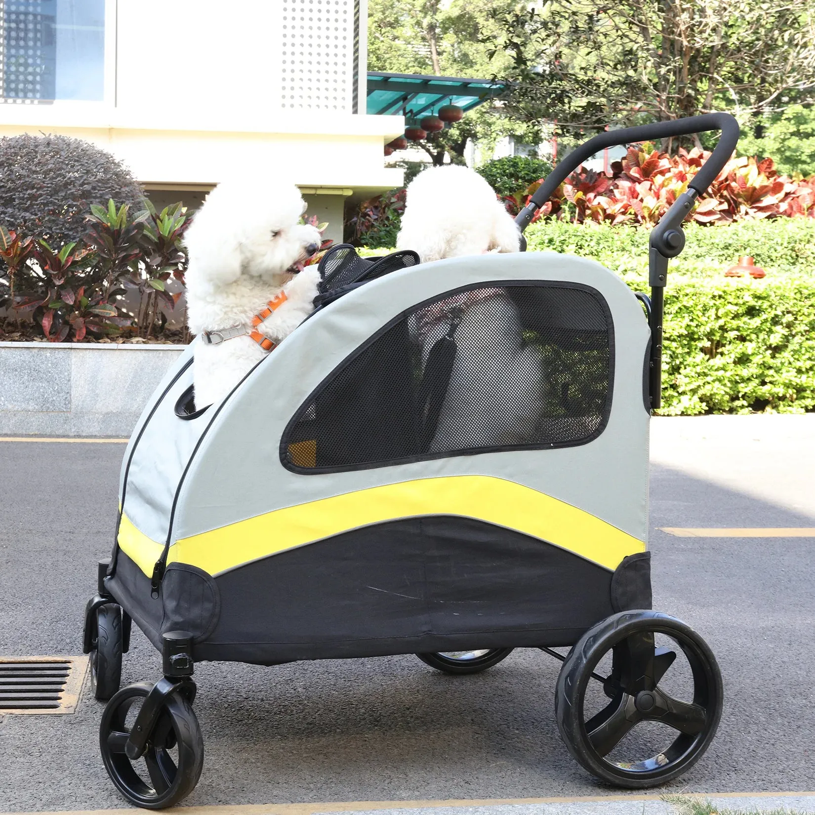 Double Dog Stroller Zipper Divider Wheels