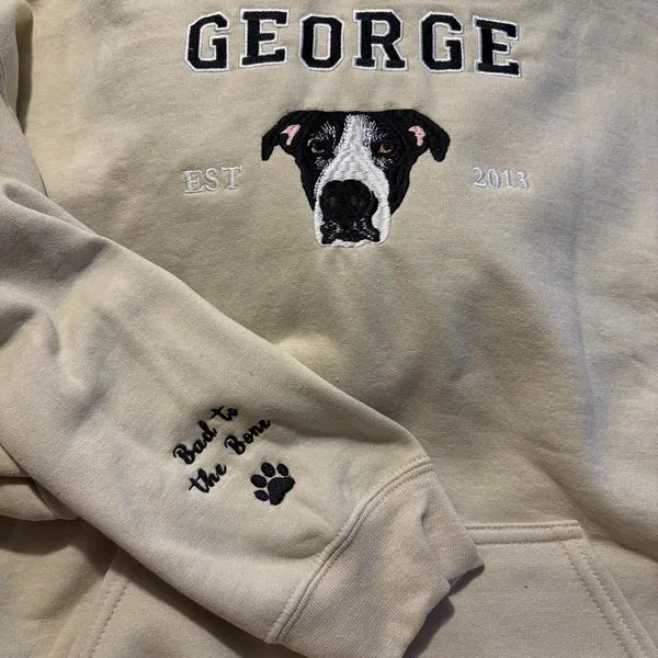 Embroidered Dog Mom EST Sweatshirt with Pet Face Christmas Gift for Pet Lovers