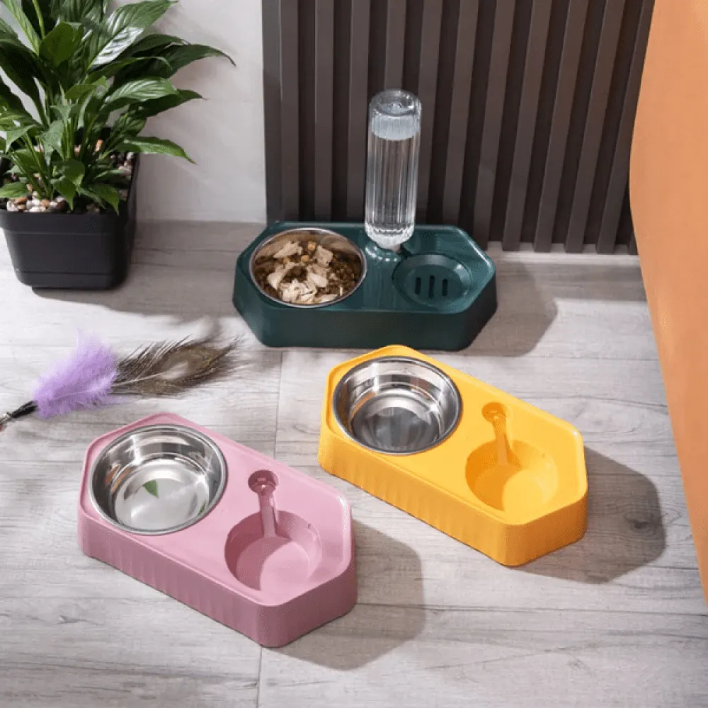 Emily Pets Automatic Water Dispenser Double Bowls for Dogs and Cats (Yellow)