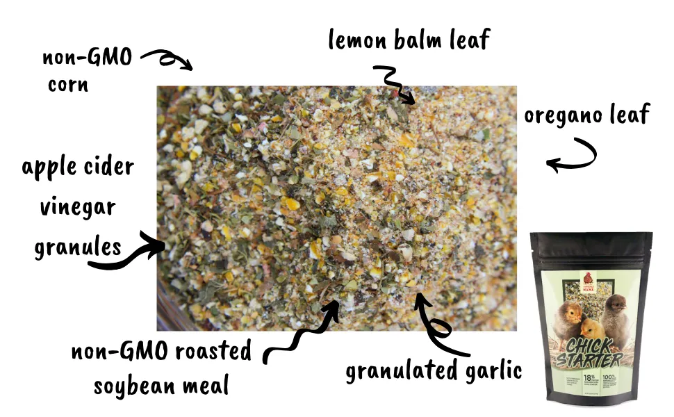Herbal Non-GMO Chick Starter & Grower Feed With Oregano & Garlic For Baby Chicks: 5 pounds