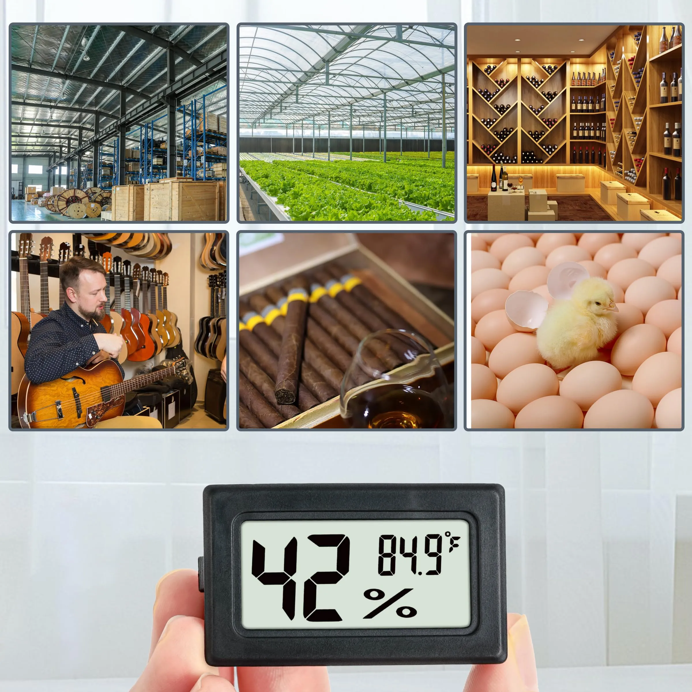 Mini Hygrometer Indoor Humidity Meter Hygrometer Thermometers 6 Pack Humidity Meters Gauge Hygrometer Mini Digital Thermometer Hygrometer with Fahrenheit () for Humidors, Greenhouse, Garden, Cellar
