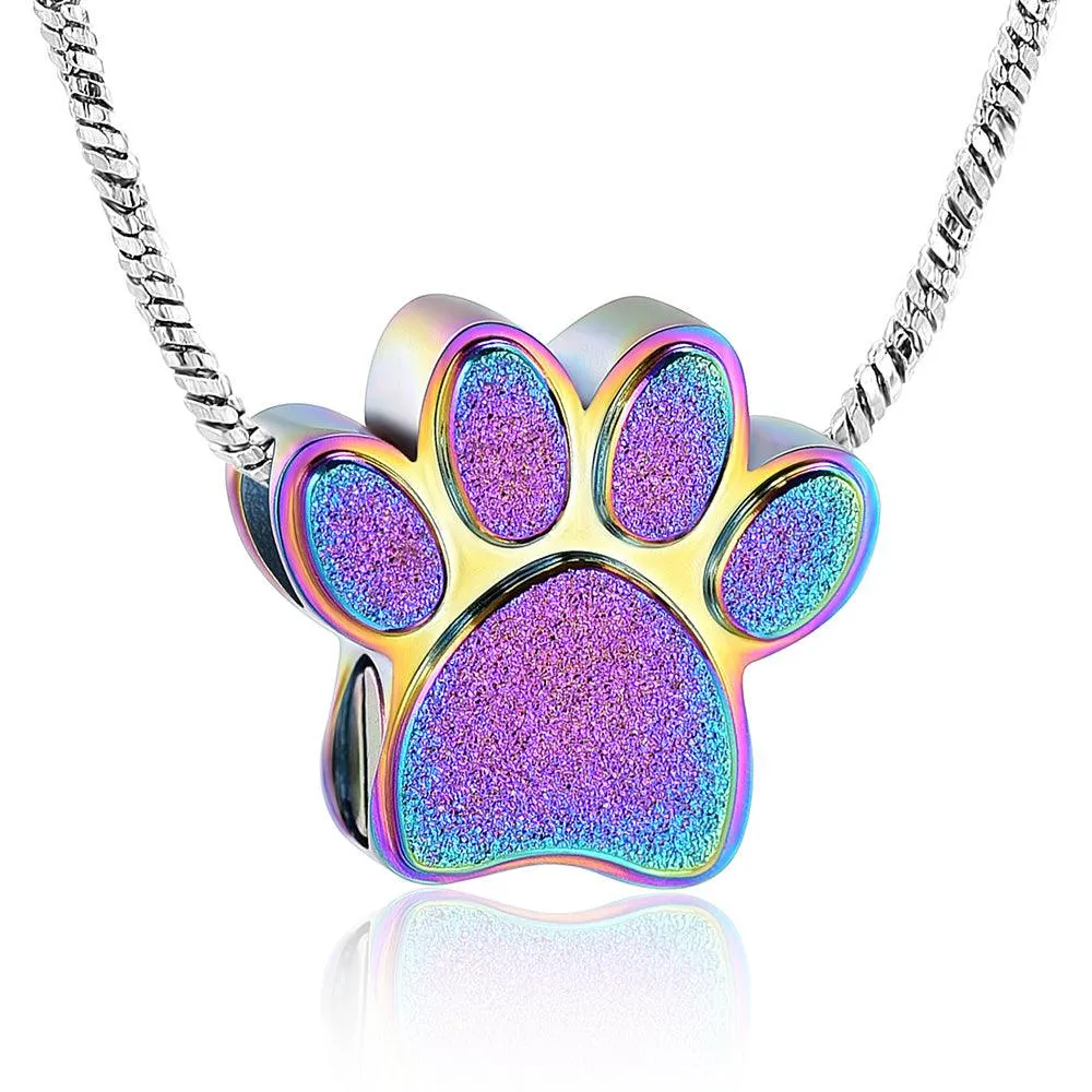 Pet Paw Urn Necklace for Ashes Memorial Keepsake Urn Locket Cremation Jewelry Pet Pendant Necklace Urn for Dog Cat