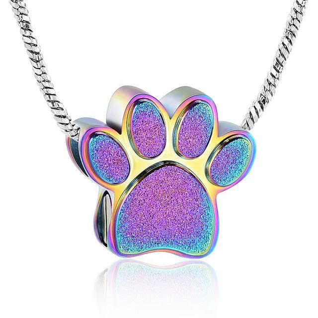 Pet Paw Urn Necklace for Ashes Memorial Keepsake Urn Locket Cremation Jewelry Pet Pendant Necklace Urn for Dog Cat