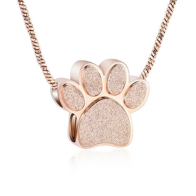 Pet Paw Urn Necklace for Ashes Memorial Keepsake Urn Locket Cremation Jewelry Pet Pendant Necklace Urn for Dog Cat