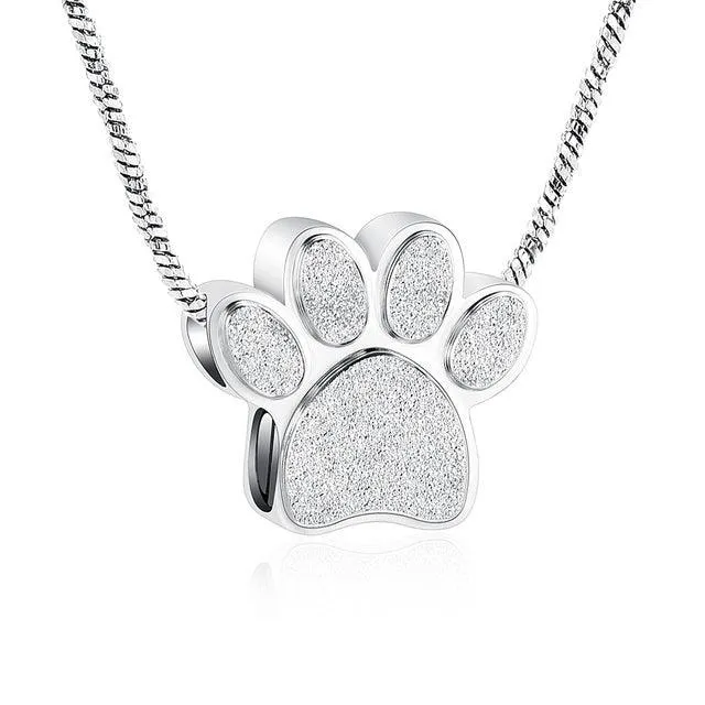 Pet Paw Urn Necklace for Ashes Memorial Keepsake Urn Locket Cremation Jewelry Pet Pendant Necklace Urn for Dog Cat