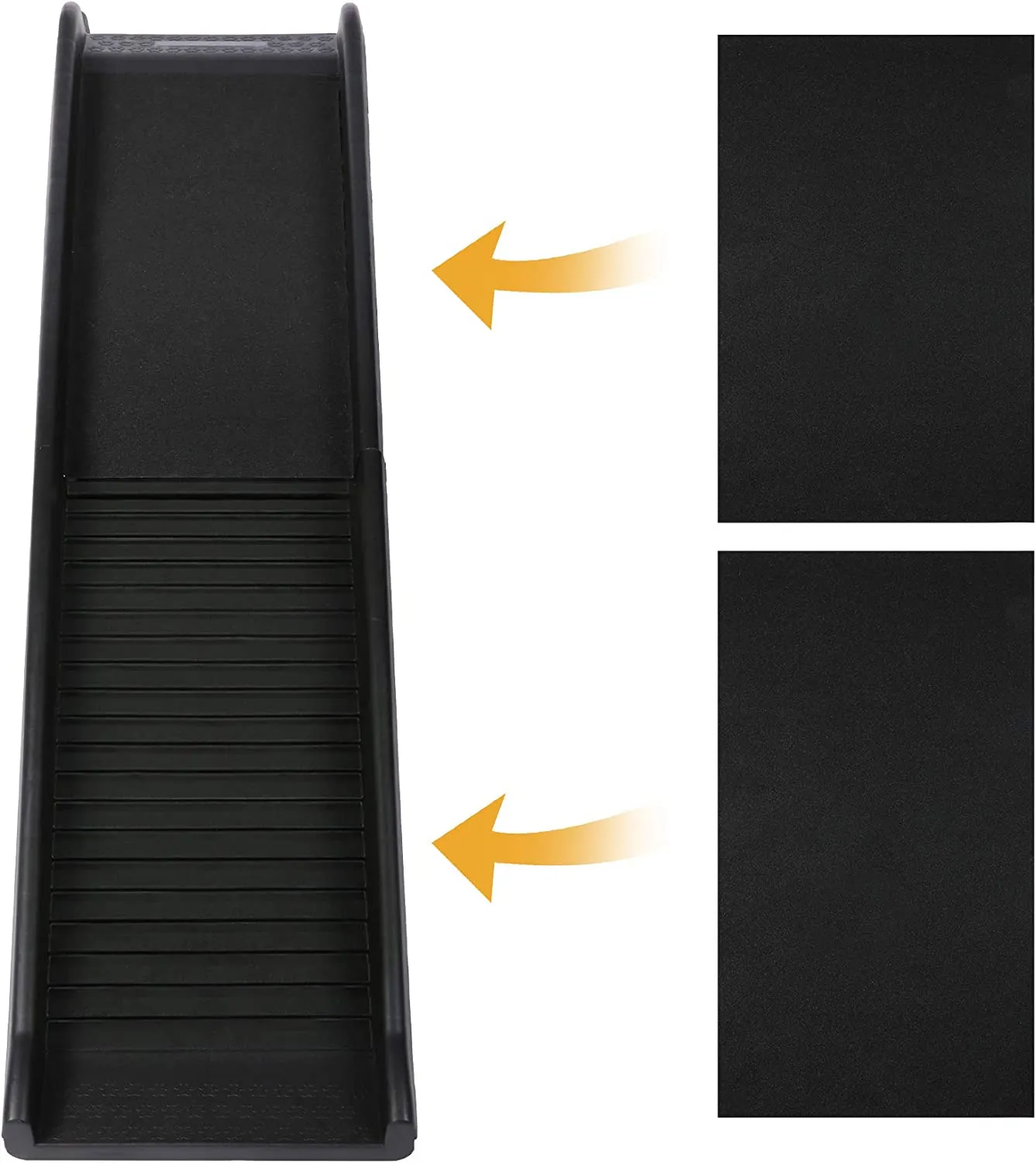 Portable Plastic Dog Car Ramp w/ 2pcs Non-slip Tread, 60"L  x 16" W Folding Travel Pet Safety Ramp