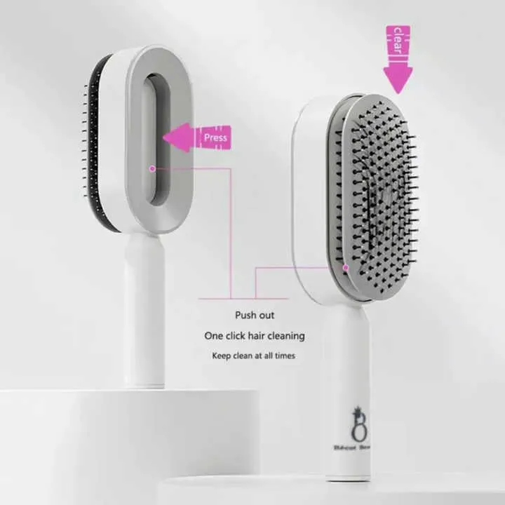 Self Cleaning Hair Brush for Women One-فرشاة شعر ذاتية التنظيف