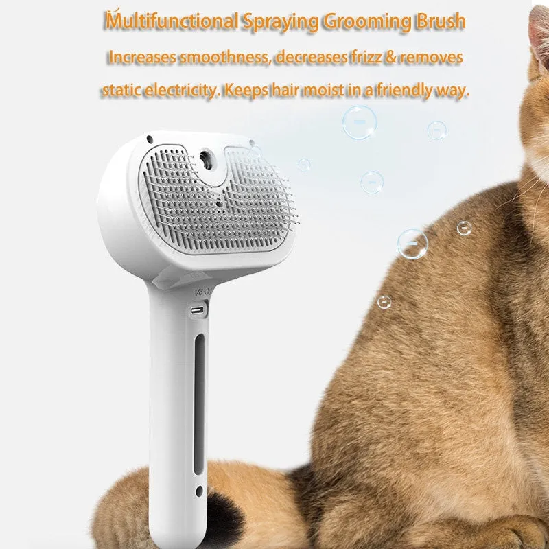 Self-Cleaning Pet Grooming Comb with Mist Humidifier - Tangle-Free Grooming for Dogs & Cats