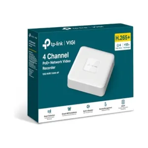 TP-Link VIGI NVR1104H-4P 4 Channel PoE  Network Video Recorder, 24/7 Continuous Recording, 4K HDMI Video Output & 16MP Decoding (HDD Not Included)
